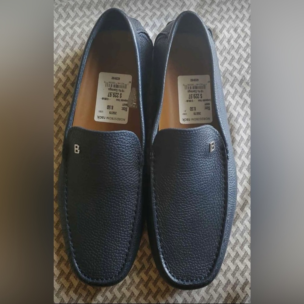 New Pebble Navy Blue Bally Men Loafers 8.5 USA 7.5 Europe